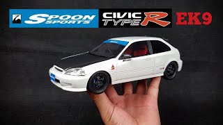 Spoon Honda Civic TypeR EK9 118 scale model car Ottomobile Unboxing review showcase [upl. by Naryt]