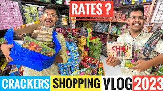 Crackers Shopping 😍 vlog 2023 Rate list Of firecrackers 🧨 Diwali Crackers fireworks 🎆 [upl. by Wsan]