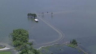 High water storm damage causes Lewisville Lake Park to close [upl. by Desdee]