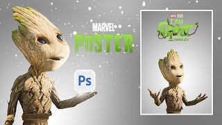 Groot Movie Poster Design in Photoshop  SPEED ART [upl. by Yelsna]