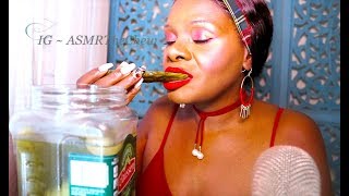 Pickle ASMR Eating Sounds Intense Crunch  Inaudible Lip Smacking [upl. by Assennev]