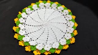 Crochet Round Table cloth design very easy round placement design thaalpos design crochet [upl. by Anthony660]