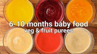 610 months baby food  vegetable puree amp fruit puree  stage 1 homemade baby food  hebbars [upl. by Three]