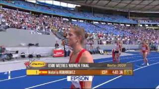 Natalia Rodriguez gets disqualified from Womens 1500m WC Athletics 2009 [upl. by Cogen]