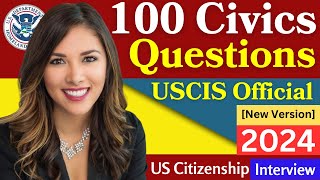 2024 Random 100 Civics Questions and Answers  US Citizenship Interview 2024  Slow Easy Answer [upl. by Arretnahs]