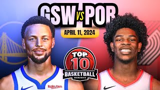 NBA TOP 10 HIGHLIGHTS  Golden State Warriors vs Portland Trail Blazers  April 11 2024 Game Recap [upl. by Nahsor]