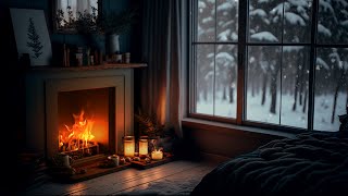 Cozy Winter Ambience with a Crackling Fireplace and Blizzard Sounds for Relaxation and Sleep [upl. by Bromleigh]