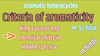 Ring current and chemical shift in HNMR spectracriteria of aromaticityMsc finalin hindi😀 [upl. by Bea851]