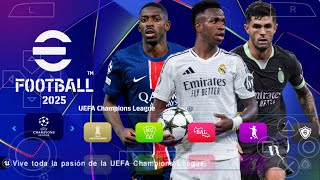 eFootball PES 2025 PPSSPP ORIGINAL ISO MOD UCL  PES 2025 PSP FULL KITS 25 amp TRANSFERS 4K GRAPHICS [upl. by Arracat]