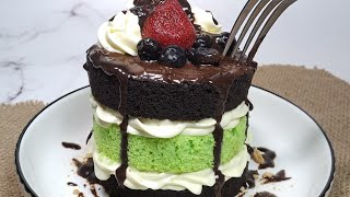 EASYNO OVEN CHOCOLATE PANDAN STEAMED CAKE [upl. by Ardnek415]