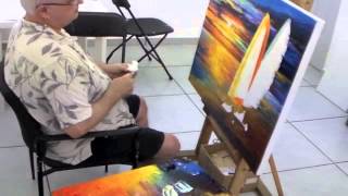 Afremovcom daily blog  March 13th 2013  Leonid Afremov painting a custom made order [upl. by Enilram]