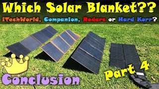 Part 4  200W iTechWorld vs Hard Korr vs Companion vs 160W Redarc Solar Blanket Review  Conclusion [upl. by Anekam]