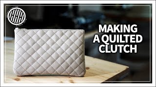 Leather Craft Making a quilted Leather clutch bag [upl. by Ozan]