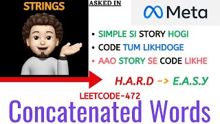 Concatenated Words  Simple Story  META  Leetcode 472 [upl. by Anaeed]