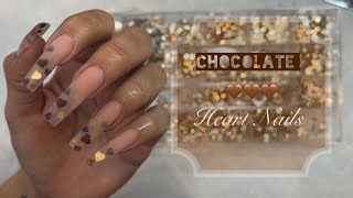 🤎Chocolate Hearts 🍫 ✨Polygel  Nail art [upl. by Waine]