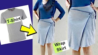 DIY Convert old Tshirts into Wrap Around Skirts  Asymmetrical Skirt [upl. by Starlin]