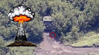 Mushroom Cloud Explosion As 2S19 MstaS Gets Hit By Drone [upl. by Ydassac]