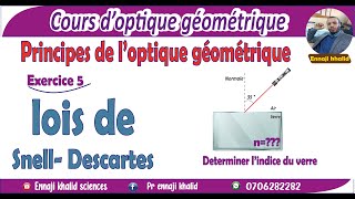 Calcul de lindice dun milieu par Lois de Snell Descartes [upl. by Raimundo]