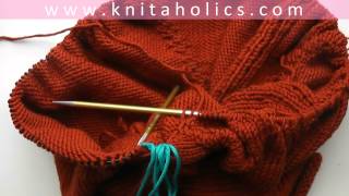 Knit with eliZZZa  Raglan Sweater Top Down  Video 04  Put Sleeve Stitches on Hold [upl. by Bowman456]