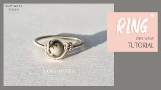 Moss Agate Wire Wrap Ring Tutorial Easy Ring DIY Ring DIY Jewelry How to make [upl. by Nisbet]