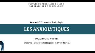 Cours de Toxicologie  les anxiolytiques [upl. by Marka70]