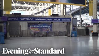 London Tube strike Waterloo Station empty as rail strikes begin [upl. by Lyrehs952]