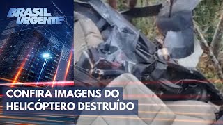 Confira imagens do helicóptero que caiu em área de mata em SP  Brasil Urgente [upl. by Alithea]