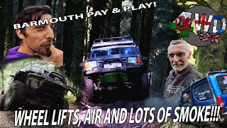 GETTING AIR  Barmouth Pay amp Play  TYRES OFF amp DIFFS BLOWN  PD Powered Jimny VS Disco 2  4WDUK [upl. by Saiasi13]