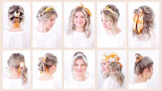 10 Easy Summer Hairstyles with Bandana Headband  Milabu [upl. by Krucik]