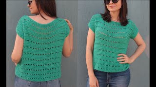 BLUSA DE VERÃO FÁCIL E RÁPIDA  TRICÔ [upl. by Zubkoff]