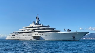 Helicopter landing on Roman Abramovich’s yacht Eclipse in Gibraltar 4K [upl. by Seessel]