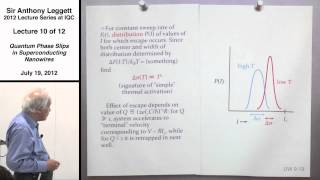 Quantum Phase Slips in Superconducting Nanowires Lecture 10  Anthony Leggett 2012 [upl. by Hocker]