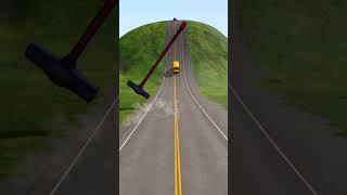 Cars Vs Giant Spinning Hammer amp Extreme Bollard Crash  BeamNGDrive shorts gaming beamngdrive [upl. by Eeltrebor641]