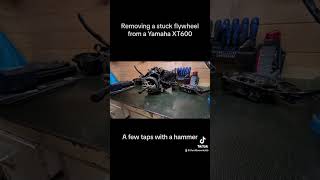 Removing a stuck flywheel of an old yamaha xt600 tenere motorcycle motorcyclerepair [upl. by Luo]