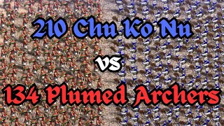 210 Chu Ko Nu vs 134 Plumed Archers  Age of Empires 2 [upl. by Yeldoow]