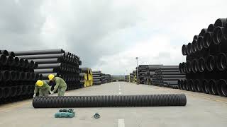 How to cut HDPE doublewall corrugated pipe  LESSO [upl. by Yelhsa]