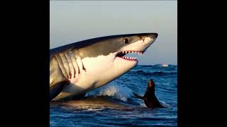 WHITE SHARK CHASES SEAL  ai cutewildanimals shortvideo shark [upl. by Farnham]