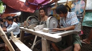 Myanmar  Burma  2013 Mandalay Jade  Market amp Jade  Process Shan State [upl. by Sirahc]