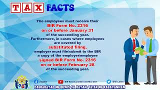 EMPLOYER OBLIGATIONS FOR BIR FORM NO 2316 [upl. by Laughton778]