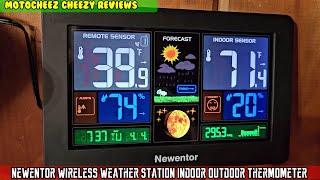 Newentor Weather Station Wireless Indoor Outdoor Thermometer Color Display Atomic Clock w Calendar [upl. by Liauqram783]