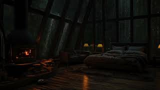 Deep Sleep amp Relaxation with Soft Rain Sounds 🌧️ Cozy Attic Night w Fireplace for Peaceful Sleep 🔥 [upl. by Yrekaz968]