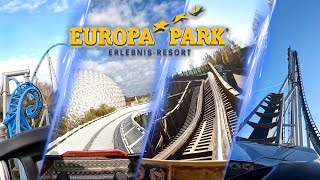 All Roller Coasters at Europa Park Winterzauber 202324  4K Onride POV [upl. by Darwen]