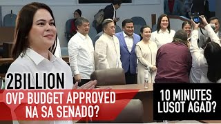 BUDGET NG OVP APROBADO SA SENADO SA LOOB NG SAMPUNG MINUTO FULL VIDEO duterte ovpbudget sara [upl. by Lavinia]