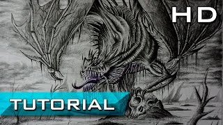 How to Draw a Realistic Dragon Step by Step with Pencil  Tutorial [upl. by Anegue]