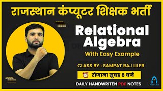 11 relational algebra in dbms with examples  relational algebra operations  by Sampat sir [upl. by Iuqcaj]