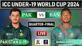 PAKISTAN vs BANGLADESH QUARTER FINAL LIVE COMMENTARY  ICC U19 WORLD CUP  PAK U19 vs BAN U19 LIVE 3 [upl. by Nuawad]