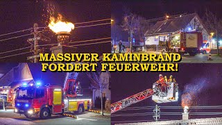 FLAMMEN LODERN AUS KAMIN  Massiver Kaminbrand nach Verpuffung   Feuerwehr im Einsatz [upl. by Standley]