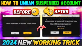 How To Unban Free Fire ID 2024  Free Fire ID Suspended Problem Solution  Recover Banned ID [upl. by Nosnor245]