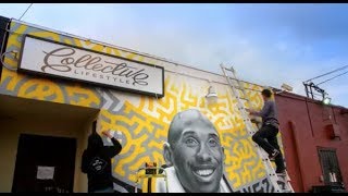 Artist Levi Ponce Paints Kobe Bryant Mural at Collective Lifestyle in LA Valley in Northridge [upl. by Mairb841]