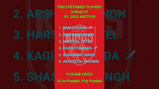 PBKS Retained Players 2025  IPL 2025 Mega Auction  IPL Retained Players 2025 ipl cricket pbks [upl. by Nivej]